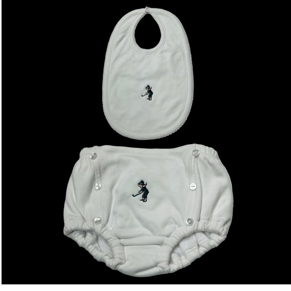Fore Kids‎ Diaper Cover + Bib Set Golf Inspired 100% Pima Cotton